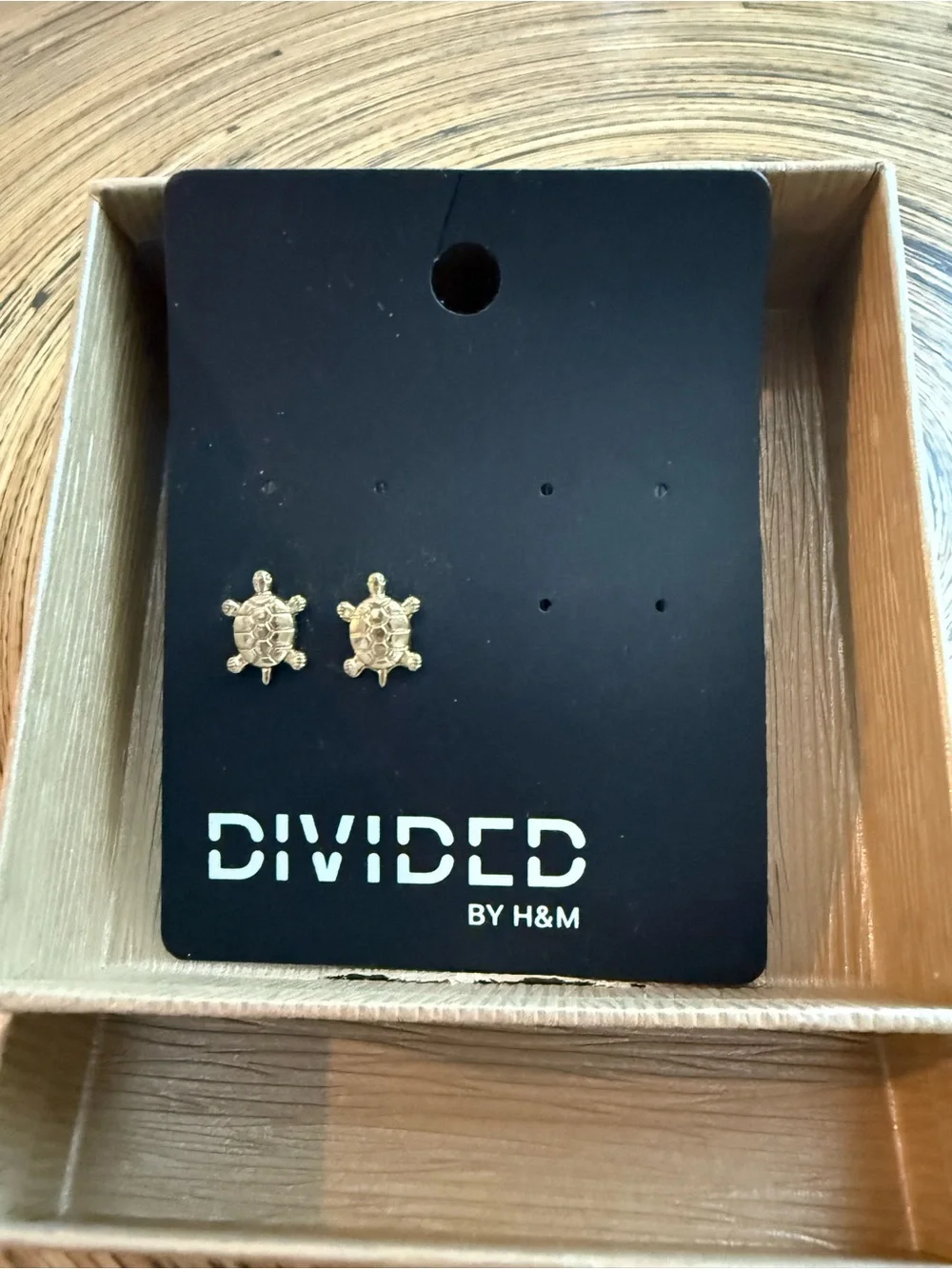 Divided Gold Turtle Stud Earrings